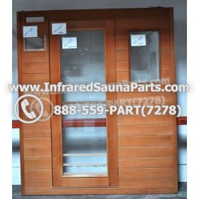 WOOD SAUNA WALLS - HEMLOCK WOOD SAUNA PANEL + DOOR ( 69.5" x 59.1" ) 2
